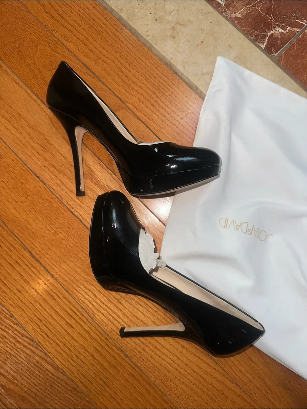 Black Patent High Heel Platform Pumps